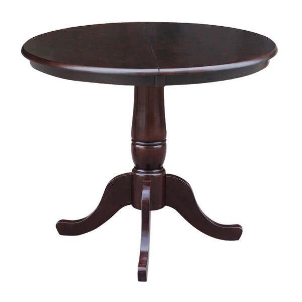 International Concepts Round 36 in Rd Top Pedestal Table, 12 in Leaf, 28.9 inH, Dining Height, Rich Mocha, 36 in W, Wood - K15-36RXT