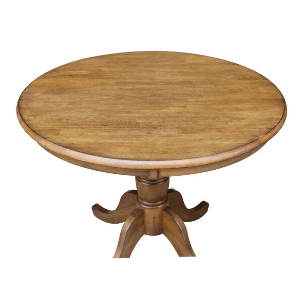 International Concepts Round 36 in Round Top Pedestal Table, 28.9 inH, Pecan, 36 in W, 36 in L, 29.1 in H, Wood, Pecan - K59-36RT
