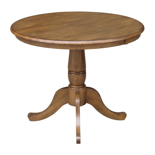 International Concepts Round 36 in Round Top Pedestal Table, 28.9 inH, Pecan, 36 in W, 36 in L, 29.1 in H, Wood, Pecan - K59-36RT