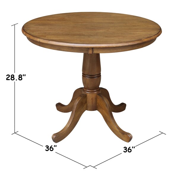 International Concepts Round 36 in Round Top Pedestal Table, 28.9 inH, Pecan, 36 in W, 36 in L, 29.1 in H, Wood, Pecan - K59-36RT