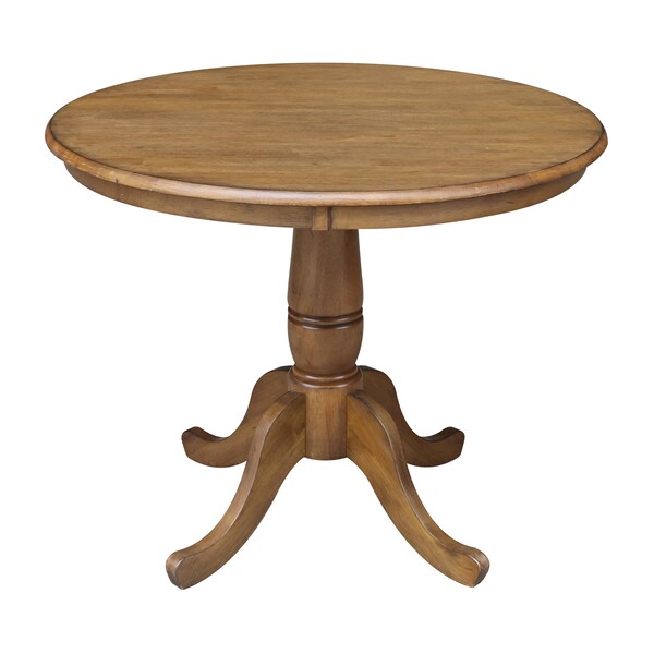 International Concepts Round 36 in Round Top Pedestal Table, 28.9 inH, Pecan, 36 in W, 36 in L, 29.1 in H, Wood, Pecan - K59-36RT