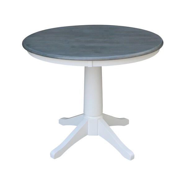 International Concepts Round 36 in Rd Top Pedestal Table, 2 San Remo Chairs, White/Heather Gray, 36 in W, 36 in L, 29.1 in H - K05-36RT-27B-C10-2