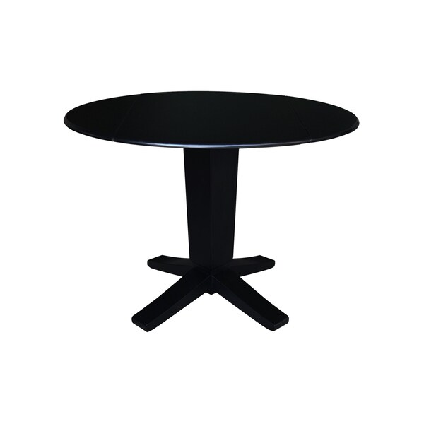International Concepts 42 in. Solid Wood Dual Drop Leaf Dining Table with 4 Chairs in Black - K46-42DPT-23B-C10-4