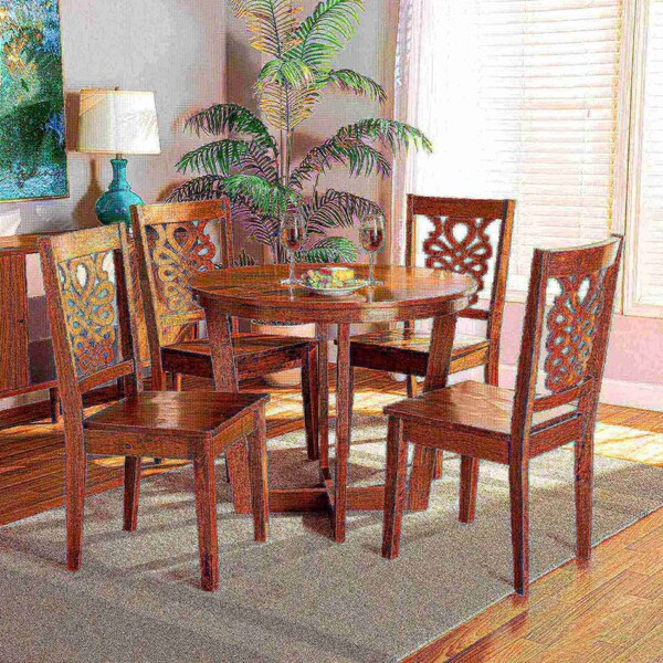 Baxton Studio Salida Modern and Contemporary Transitional Walnut Brown Finished Wood 5-Piece Dining Set - 178-11383-10897-ZORO