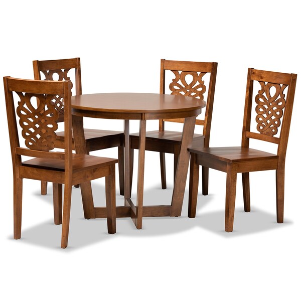 Baxton Studio Salida Modern and Contemporary Transitional Walnut Brown Finished Wood 5-Piece Dining Set - 178-11383-10897-ZORO