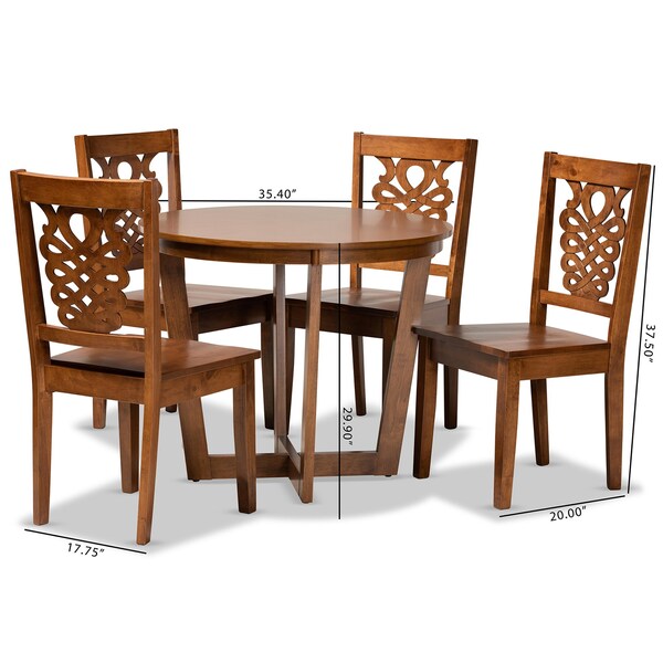Baxton Studio Salida Modern and Contemporary Transitional Walnut Brown Finished Wood 5-Piece Dining Set - 178-11383-10897-ZORO