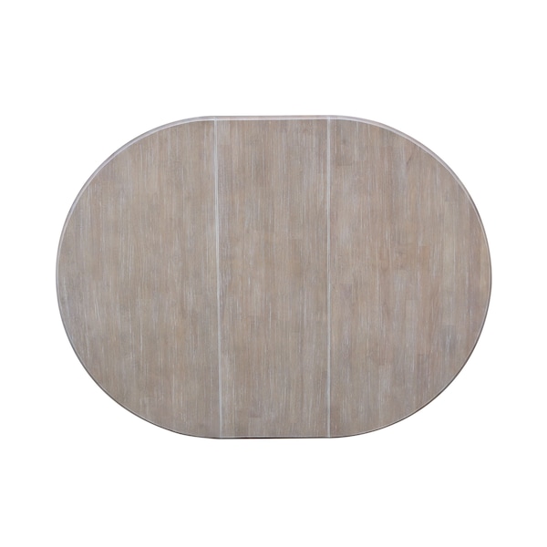 International Concepts Round 36 in Rd Top Pedestal Table, 12 in Leaf, 28.9 inH, Dining Ht, Washed Gray Taupe, 36 in W, 48 in L - K09-36RXT-27B