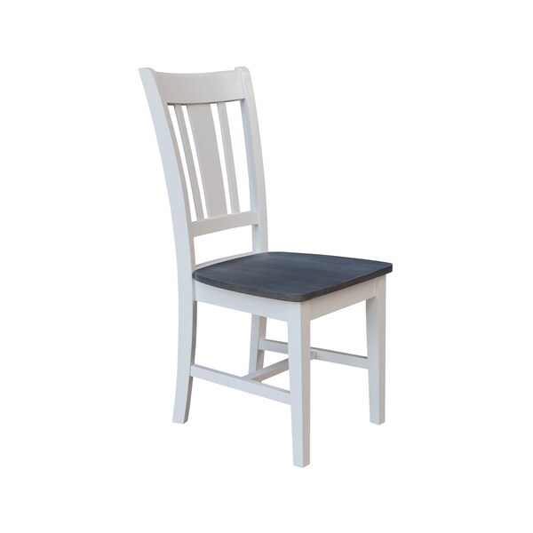 International Concepts 36 in. Solid Wood Square Dual Drop Leaf Dining Table with 4 Chairs in White/Heather Gray - K05-36SDP-C10-4
