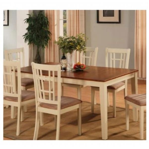 East West Furniture East West NT-WHI-T Nicoli Rectangular Dining Table 36 in. x 66 in. with 12 in. Butterfly Leaf; Buttermilk & Saddle Brown - NIT-WHI-T
