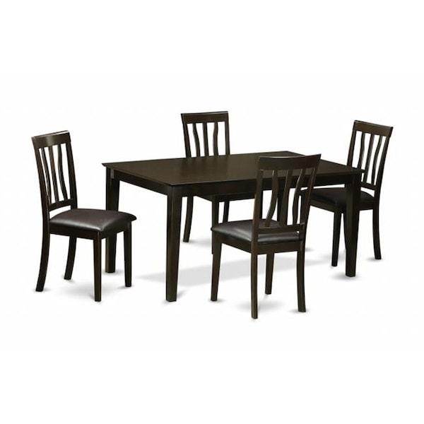 East West Furniture East West Furniture CAAN5-CAP-LC 5 Piece Dining Room Set-Dining Table and 4 Dining Room Chair - CAAN5-CAP-LC