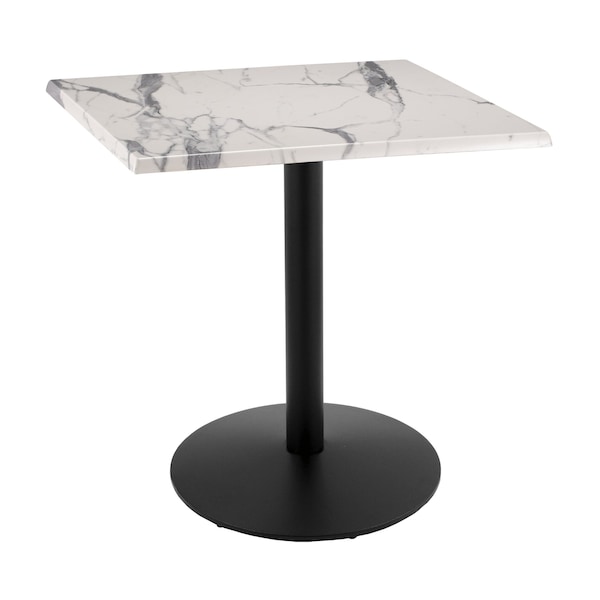 Holland Bar Stool Co 36" Tall OD214 Black Table Base 22" Diameter 30"x30" Square White Marble Top - OD214-2236BWOD30SQWM
