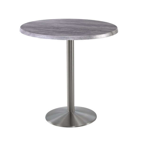 Holland Bar Stool Co 42" Tall OD214 Stainless Steel Table Base 22" Diameter 36" Diameter Greystone Top - OD214-2242SSOD36RGRYSTN