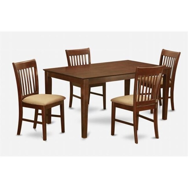 East West Furniture East West Furniture CANO5-MAH-C 5PC Rectangualar Table and 4 Microfiber padded seat ladder back chairs - CANO5-MAH-C
