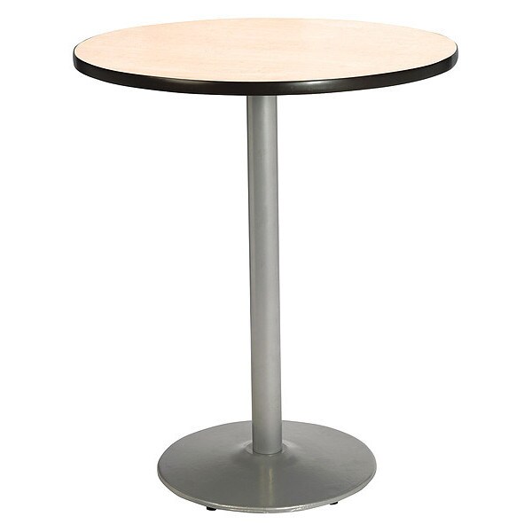 Kfi Round KFI Natural 42in Breakroom Table with Round Silver Base, Natural, 42 W, 42 L, 42 H, Laminate - T42RD-B1922SL-38-NA