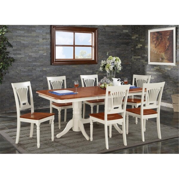 East West Furniture 7 Piece Dining Set-Dining Table and 6 Dining Chairs For Dining - NAPL7-WHI-W