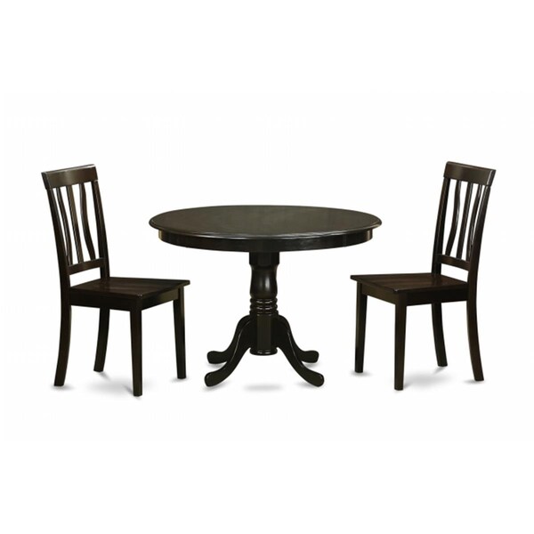 East West Furniture 3 Piece Small Kitchen Table Set-Small Kitchen Table Set and 2 Dinette Chairs - HLAN3-CAP-W