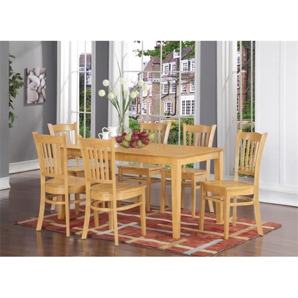 East West Furniture East West Furniture CAGR7-OAK-W 7 Piece Dining Room Set- Dinette Table and 6 Kitchen Chairs - CAGR7-OAK-W