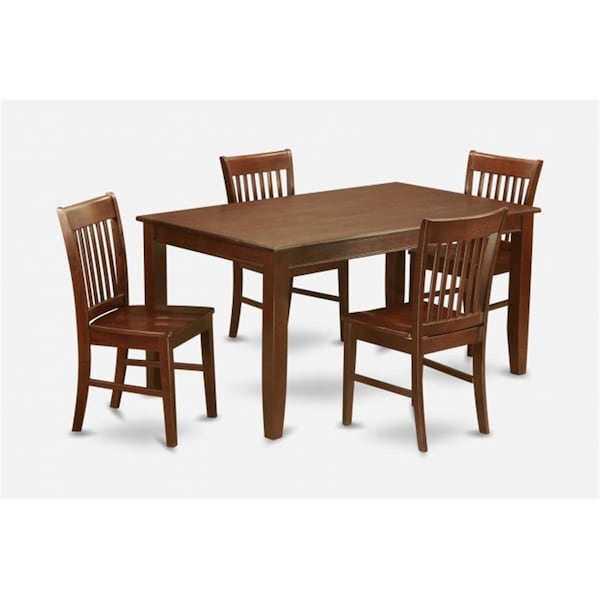 East West Furniture 7PC Set Rectangular Table and 6 Wood Seat Slat Back Chairs - DUNO7-MAH-W