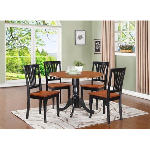 East West Furniture 5 Piece Small Kitchen Table and Chairs Set-Kitchen Table and 4 Kitchen Chairs - DLAV5-BCH-W