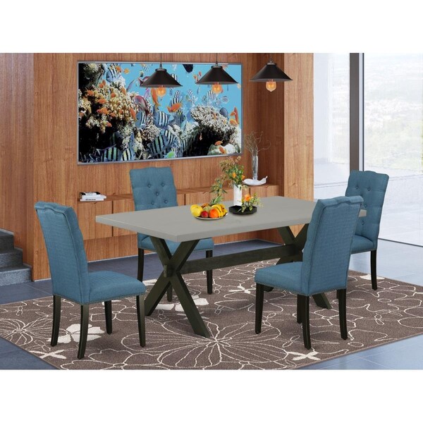 East West Furniture 5 Piece X-Style Stylish Dining Room Set - Wire Brushed Black - X697EL121-5