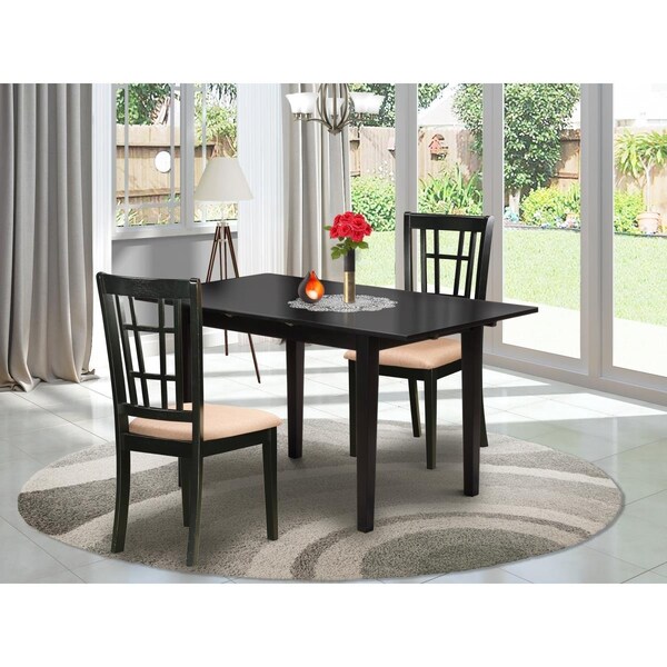 East West Furniture 3 Piece Norfolk Modern Dinette Set - Black - NONI3-BLK-C