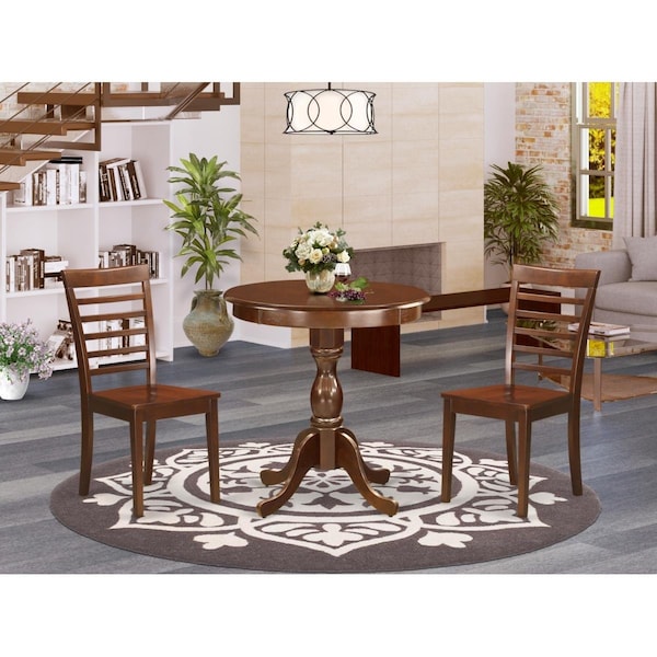 East West Furniture 3 Piece Eden Modern Kitchen Dining Set - Mahogany - ESML3-MAH-W