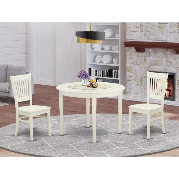 East West Furniture 3 Piece Boston Kitchen Table Set - Linen White - BOVA3-LWH-W