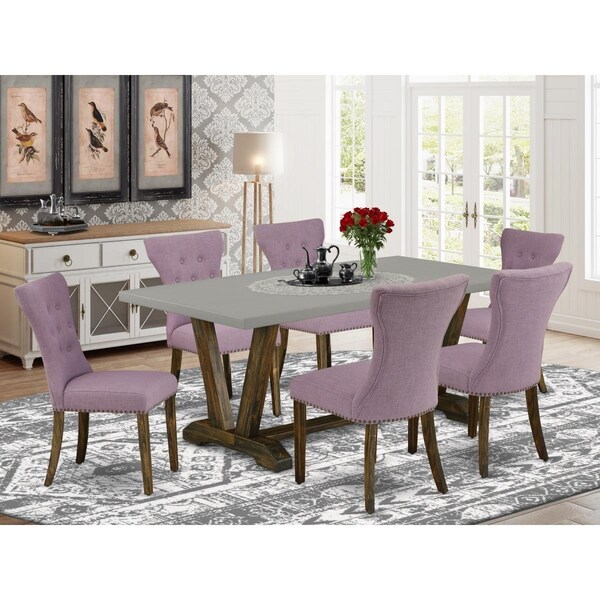East West Furniture 7 Piece V-Style Modern Dining Table Set - Dahlia - V797GA740-7