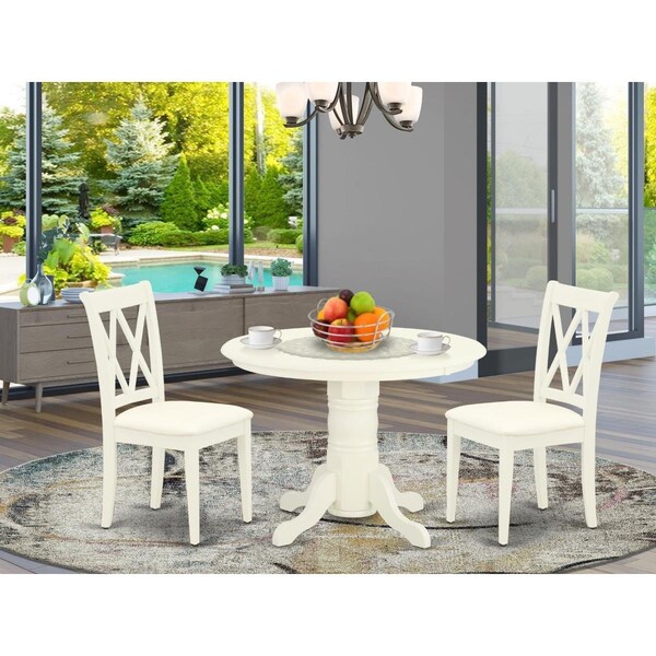 East West Furniture 3 Piece Shelton Dinette Set - Linen White - SHCL3-WHI-C