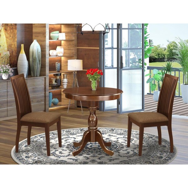 East West Furniture 3 Piece Eden Modern Dining Room Table Set - Mahogany - ESIP3-MAH-C
