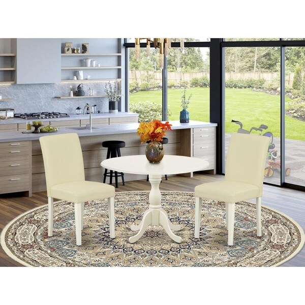 East West Furniture 3 Piece Dublin Dining Room Set - Linen White - DMAB3-LWH-64