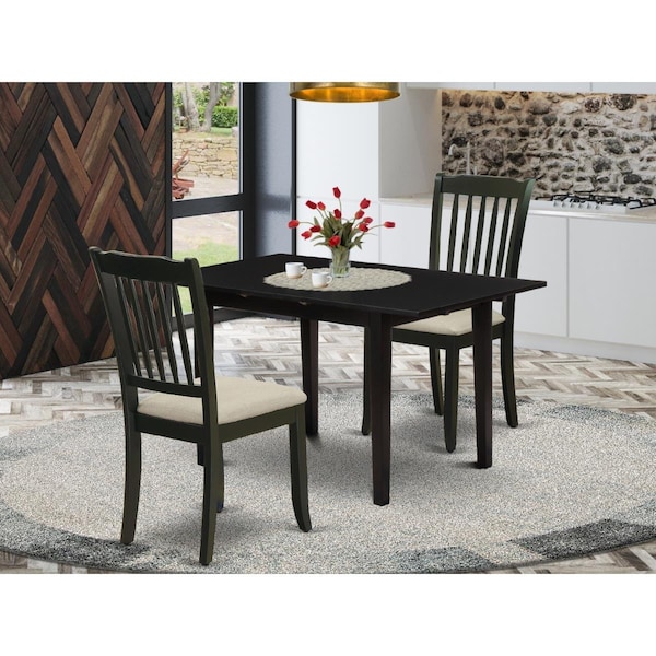 East West Furniture 3 Piece Norfolk Kitchen Table Set - Black - NODA3-BLK-C