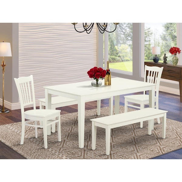 East West Furniture 5 Piece Capri Dining Room Set - Linen White - CAGR5C-LWH-W