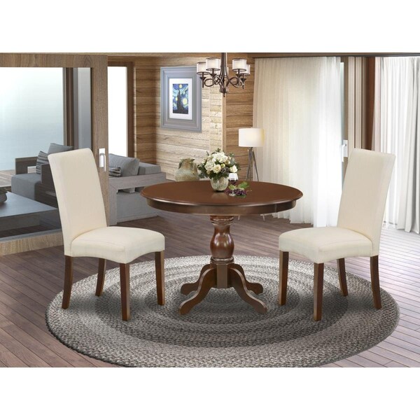 East West Furniture 3 Piece Hartland Dining Room Table Set - Mahogany - HBDR3-MAH-01