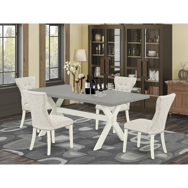 East West Furniture 5 Piece X-Style Dinette Set - Linen White - X097GA235-5