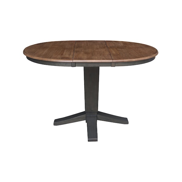 International Concepts 36 in. Solid Wood Round Top Pedestal Table w/12 in. Leaf-30.1 in.High-Dining Height in Hickory/Coal - K45-36RXT-23B