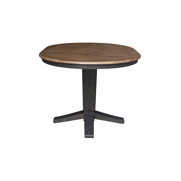 International Concepts 36 in. Solid Wood Round Top Pedestal Table w/12 in. Leaf-30.1 in.High-Dining Height in Hickory/Coal - K45-36RXT-23B