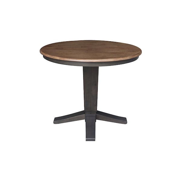 International Concepts 36 in. Solid Wood Round Top Pedestal Table w/12 in. Leaf-30.1 in.High-Dining Height in Hickory/Coal - K45-36RXT-23B