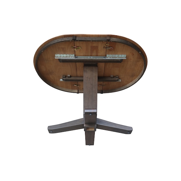 International Concepts 36 in. Solid Wood Round Top Pedestal Table w/12 in. Leaf-30.1 in.High-Dining Height in Hickory/Coal - K45-36RXT-23B