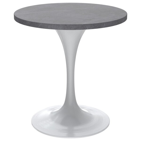 Leisuremod Round 27.56 in W, 29.35 in L, Stone/Stainless Steel, Grey - VT20W-27GRS