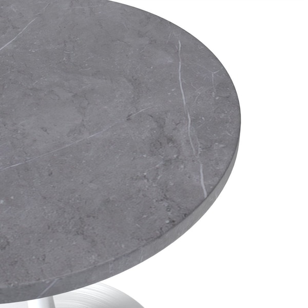 Leisuremod Round 27.56 in W, 29.35 in L, Stone/Stainless Steel, Grey - VT20W-27GRS