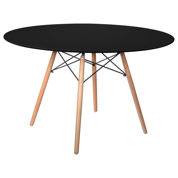 Leisuremod Round 48 in W, 29 in L, MDF/Beech Wood, Black - EP47BLTR