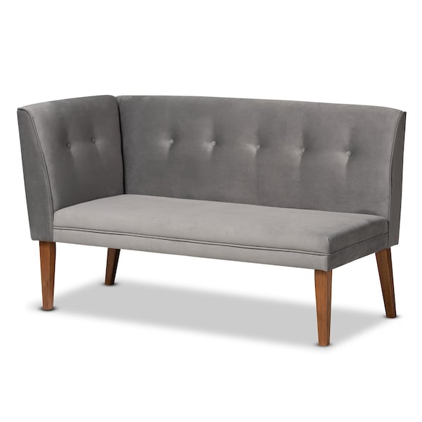 Baxton Studio Dining Nook, 47.25 W, 27.75 H, Wood, Grey/Walnut Brown - 214-11698-11699-9305-ZORO