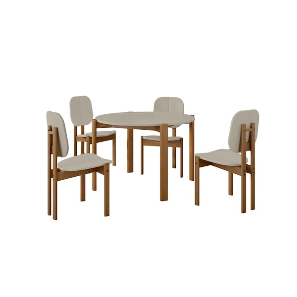 Manhattan Comfort Rectangle Dining Set of 5, 46.54 in L, MDF - 4-DT-82705-OW