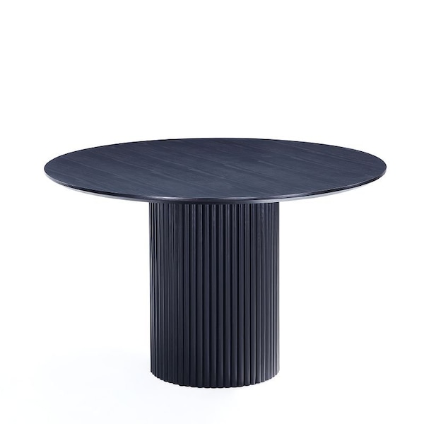 Manhattan Comfort Round Dining Set of 7, 59.05 in L, American Solid Ash Wood, Black and Grey - 6-DT05DCCA06-GY