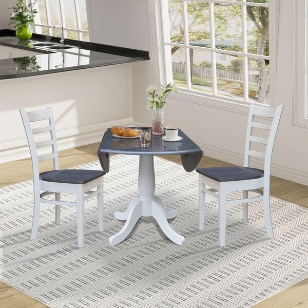 Whitewood Industries Extension Dining Tables, 45 in L, 38 in H, Parawood, 3 Piece Set - K05-42DPT-C617-2