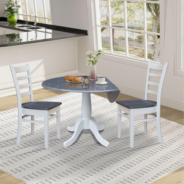 Whitewood Industries Extension Dining Tables, 45 in L, 38 in H, Parawood, 3 Piece Set - K05-42DPT-C617-2