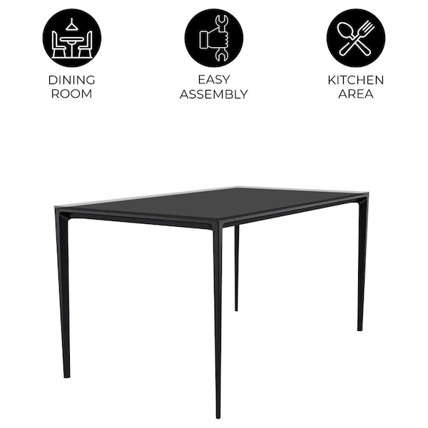 Leisuremod Rectangular 55.11 in W, 28.7 in L, Glass/Aluminum, Clear - ATBL-55CL-G