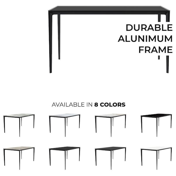 Leisuremod Rectangular 55.11 in W, 28.7 in L, Glass/Aluminum, Clear - ATBL-55CL-G