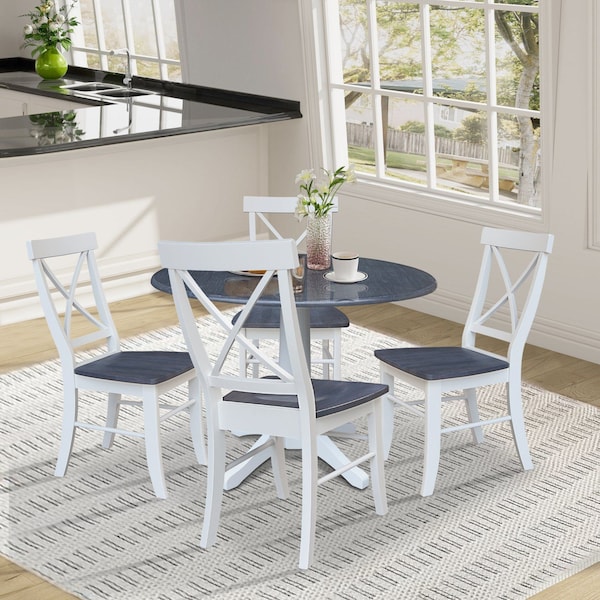 Whitewood Industries Extension Dining Tables, 45 in L, 38 in H, Parawood, 5 Piece Set - K05-42DPT-27-C613-4
